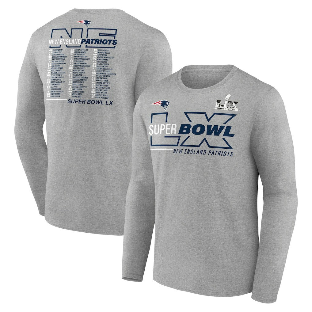 Super Bowl LX Roster Long Sleeve T-Shirt - New England Patriots