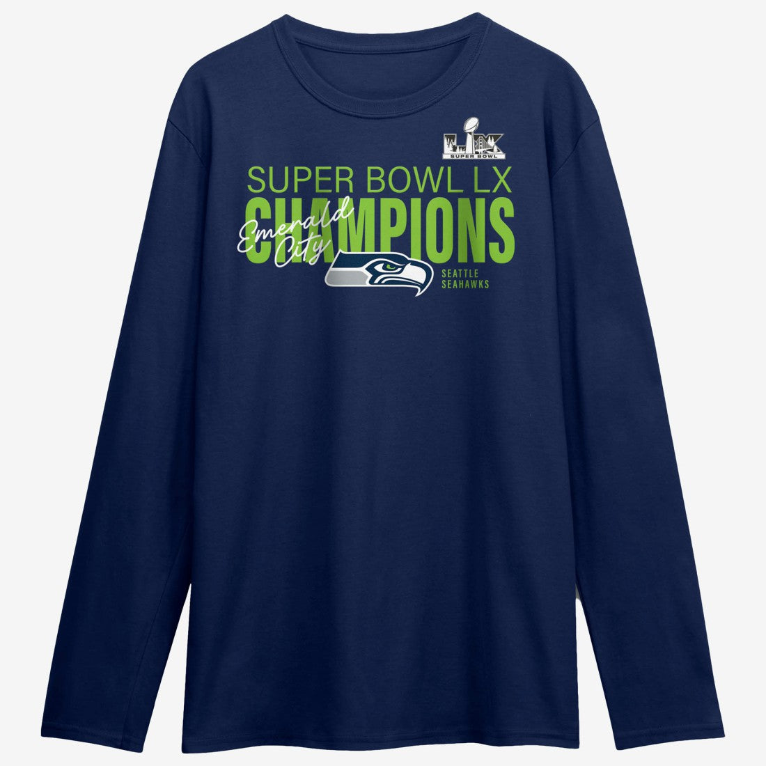 Super Bowl LX Champions Autograph Signing Long Sleeve Roster T-Shirt - Seattle Seahawks