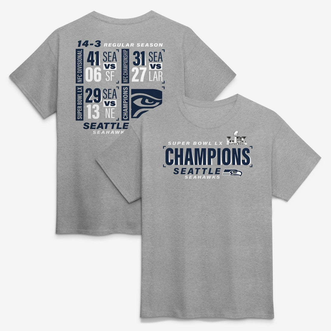 Super Bowl LX Champions Counting Points Score T-Shirt - Seattle Seahawks