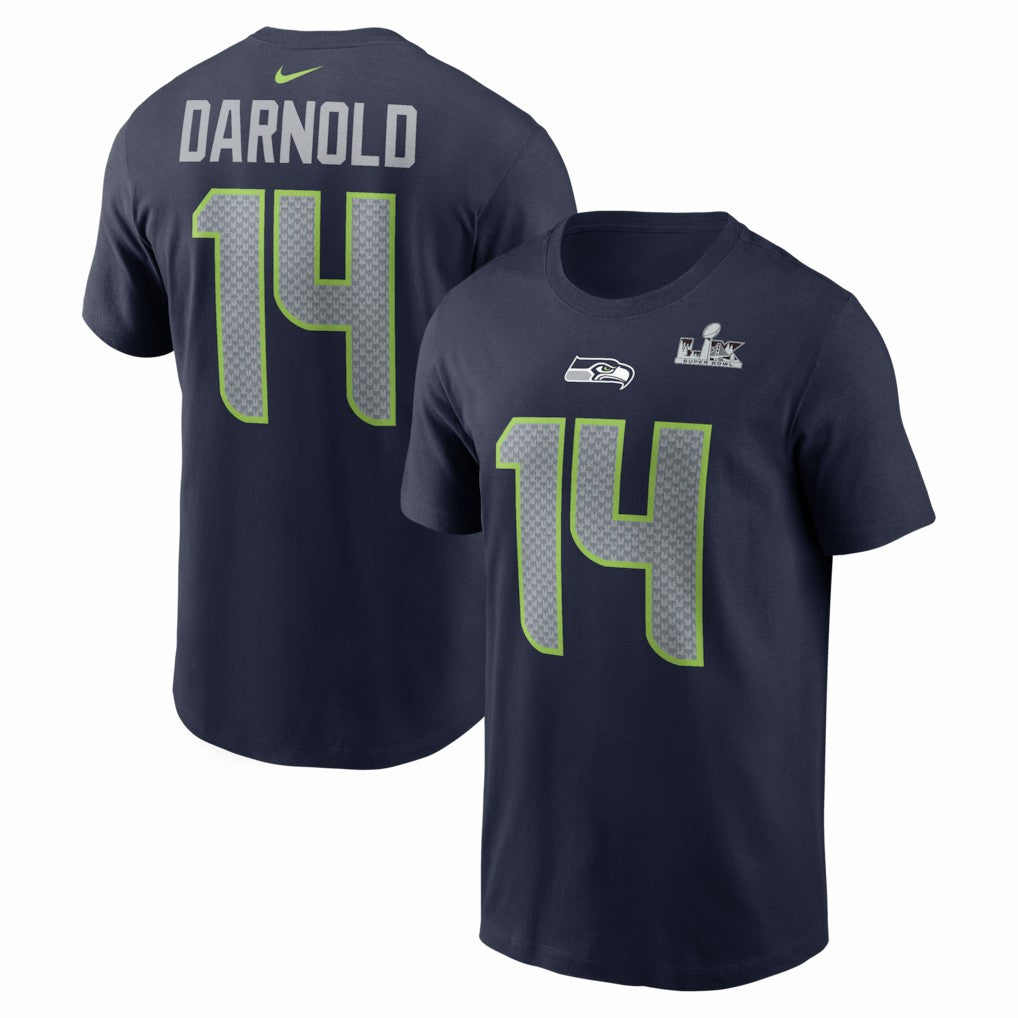 Sam Darnold  Super Bowl LX Patch Name & Number T-Shirt - Seattle Seahawks