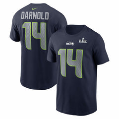 Sam Darnold  Super Bowl LX Patch Name & Number T-Shirt - Seattle Seahawks