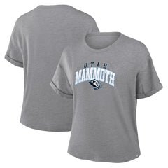 NHL Heather Gray Utah Mammoth Fanatics Women's Tribute Tri-Blend Boxy T-Shirt
