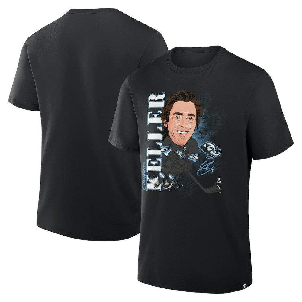 NHL Black Clayton Keller Utah Mammoth Fanatics Caricature Player T-Shirt