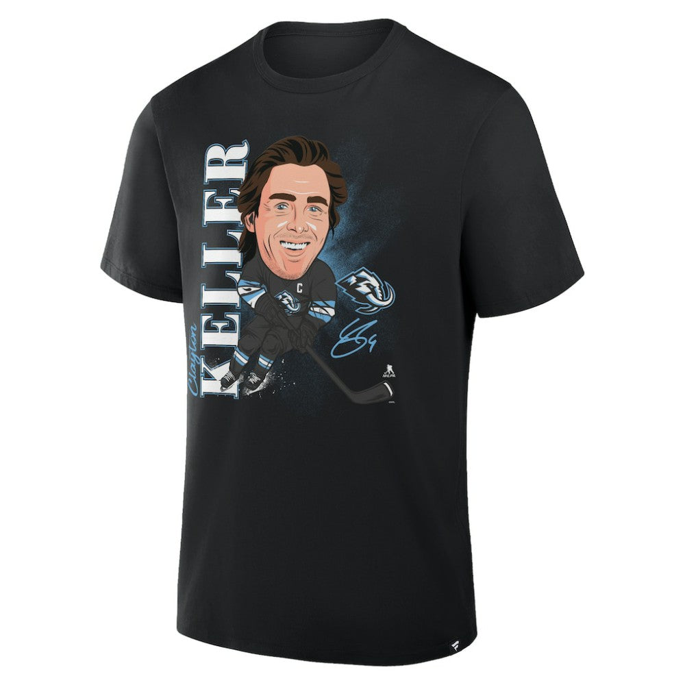 NHL Black Clayton Keller Utah Mammoth Fanatics Caricature Player T-Shirt