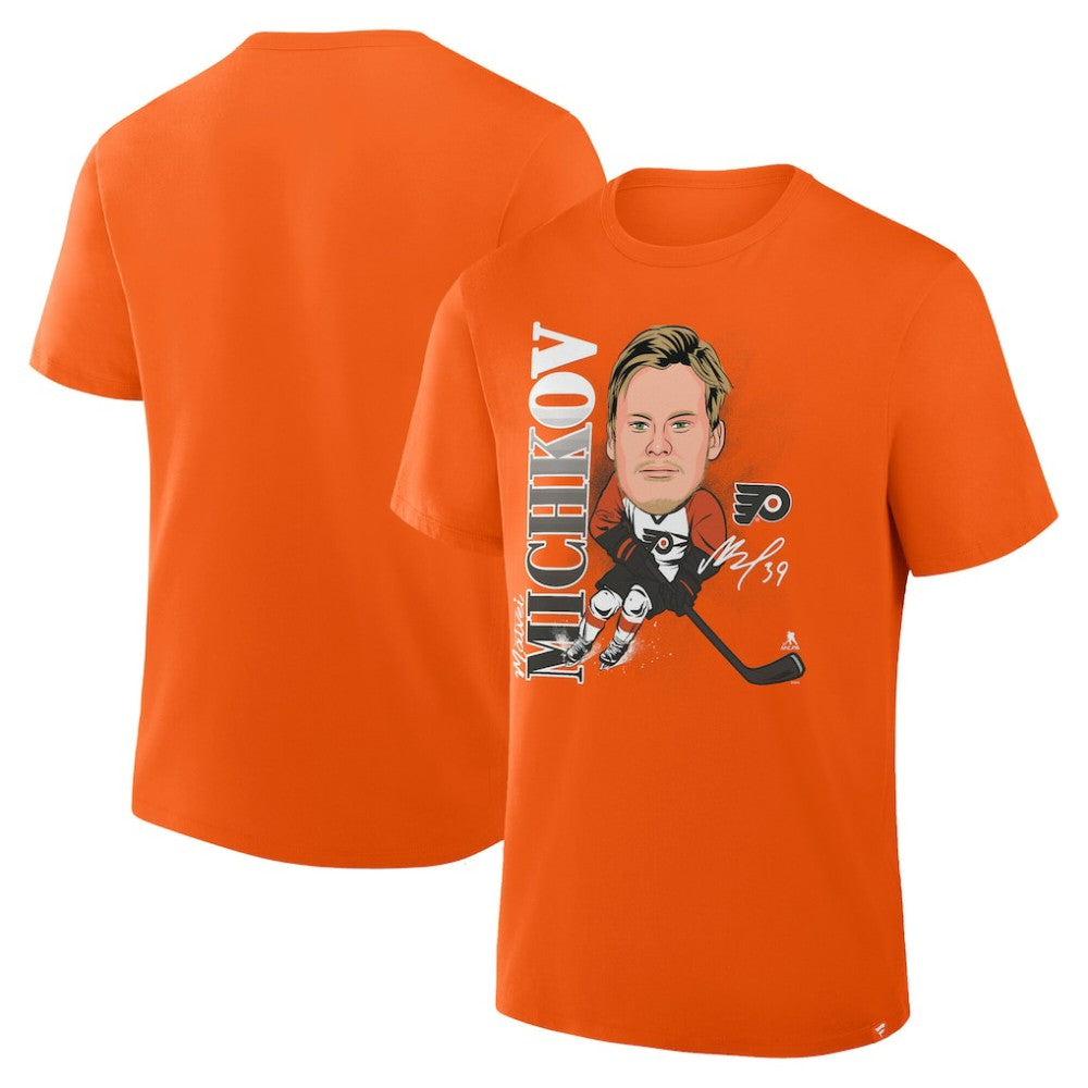 NHL Orange Matvei Michkov Philadelphia Flyers Fanatics Caricature Player T-Shirt