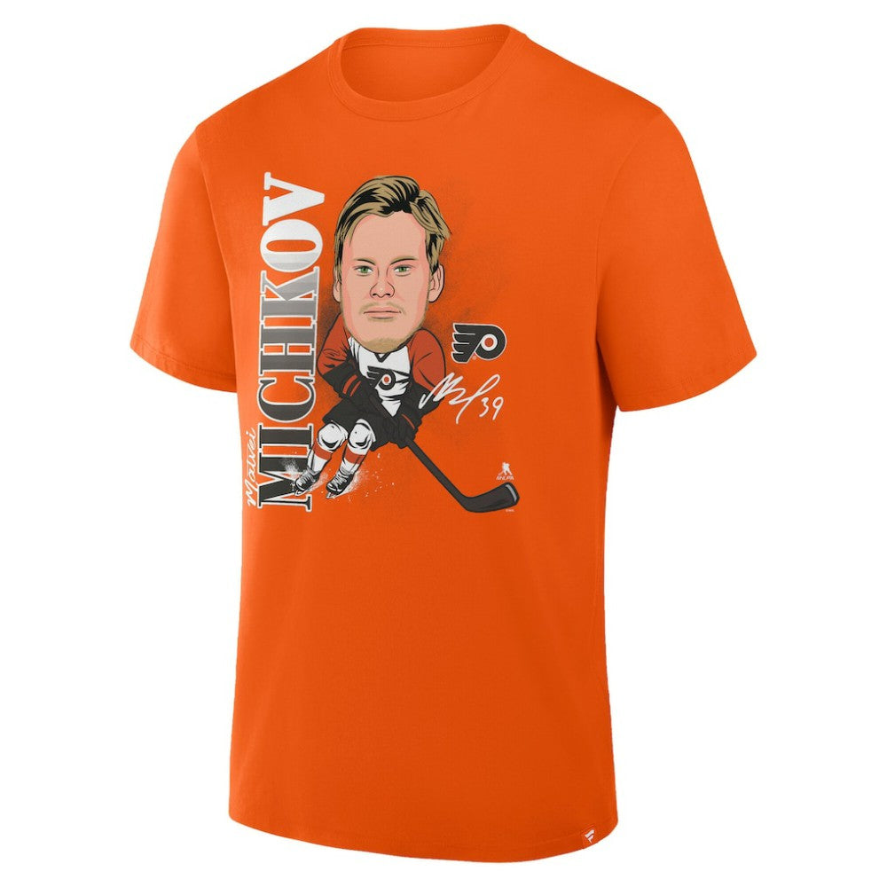 NHL Orange Matvei Michkov Philadelphia Flyers Fanatics Caricature Player T-Shirt