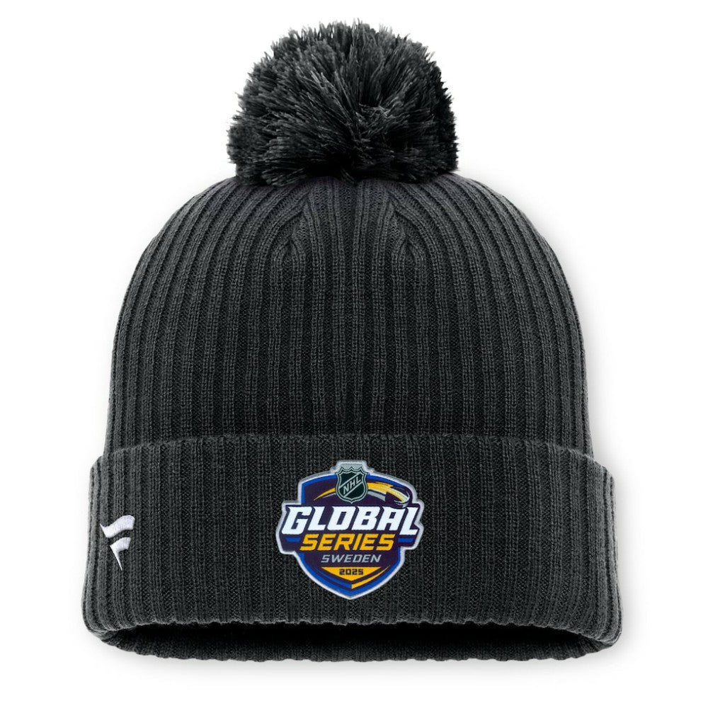NHL Black Pittsburgh Penguins Fanatics 2025 NHL Global Series Sweden Cuffed Knit Hat with Pom