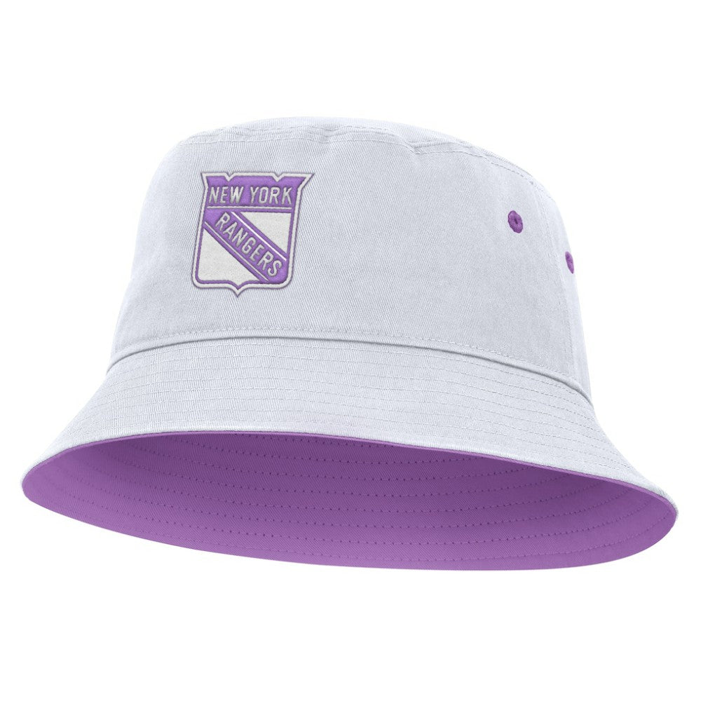 NHL White New York Rangers Fanatics Hockey Fights Cancer Bucket Hat