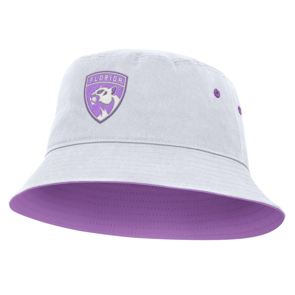 NHL White Florida Panthers Fanatics Hockey Fights Cancer Bucket Hat