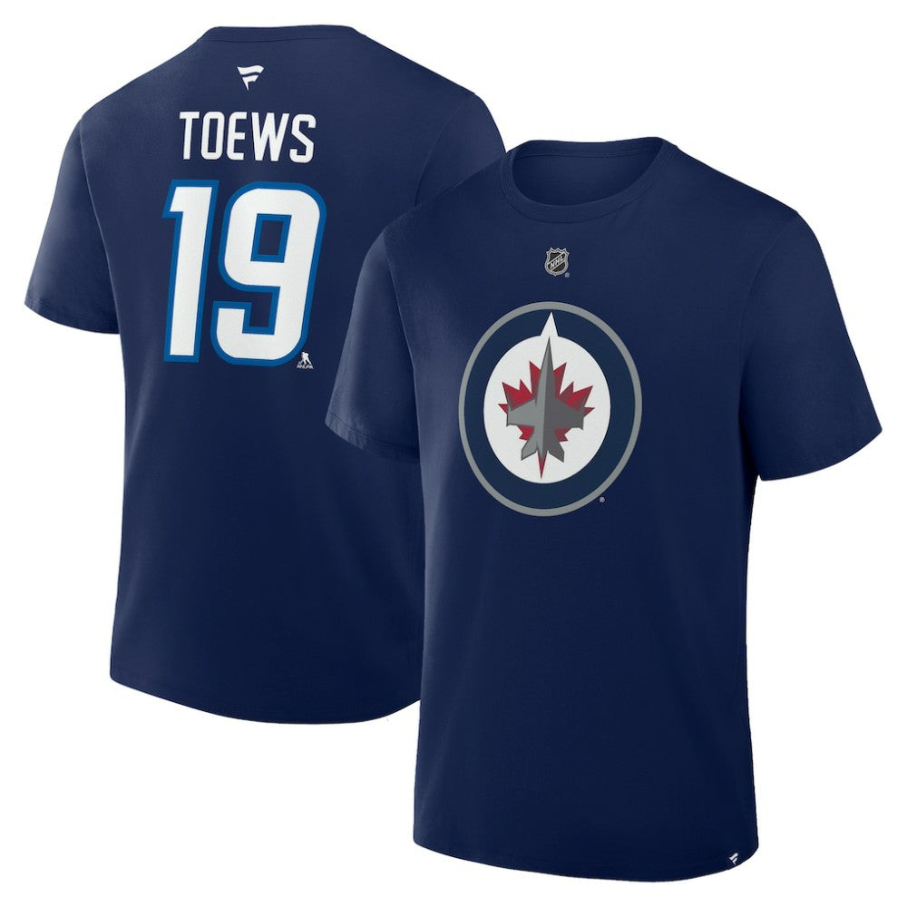 NHL Navy Jonathan Toews Winnipeg Jets Fanatics Authentic Stack Name & Number T-Shirt