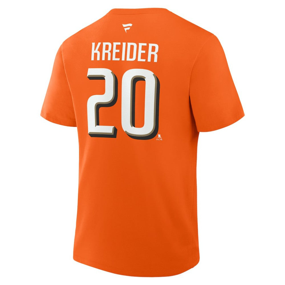 NHL Orange Chris Kreider Anaheim Ducks Fanatics Authentic Stack Name & Number T-Shirt