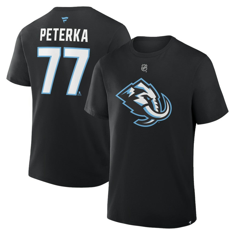 NHL Black JJ Peterka Utah Mammoth Fanatics Authentic Stack Name & Number T-Shirt