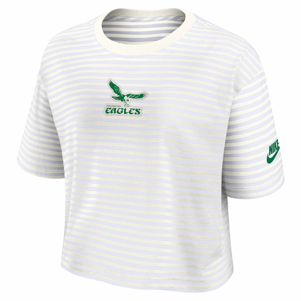 Women's Striped Cropped T-Shirt - Philadelphia Eagles