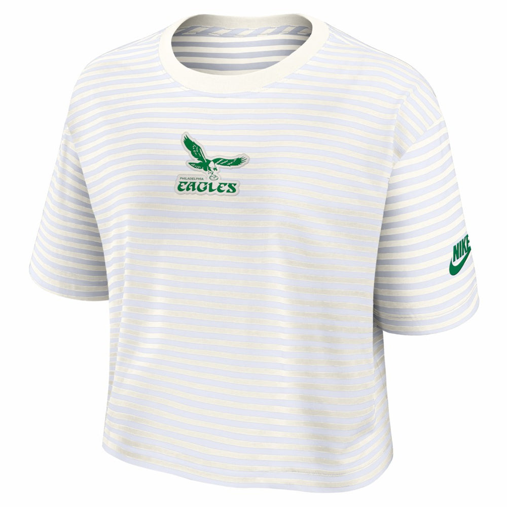 Women's Striped Cropped T-Shirt - Philadelphia Eagles