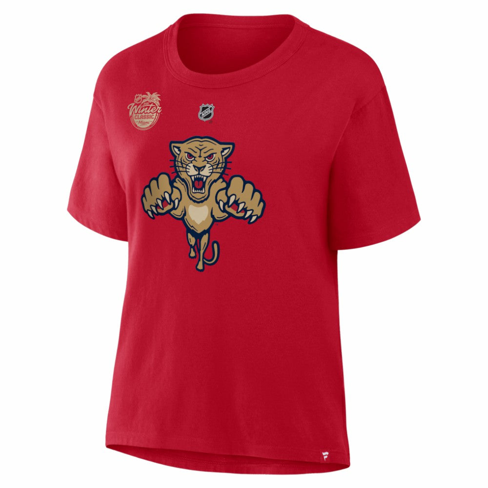NHL Red Brad Marchand Florida Panthers Fanatics Women's 2026 NHL Winter Classic Authentic Stack Name & Number T-Shirt