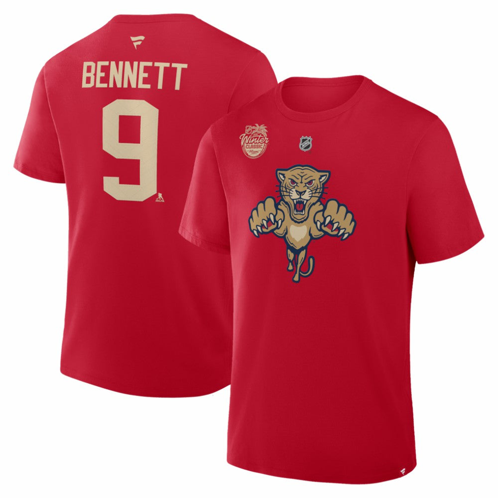 NHL Red Sam Bennett Florida Panthers Fanatics 2026 NHL Winter Classic Authentic Stack Name & Number T-Shirt