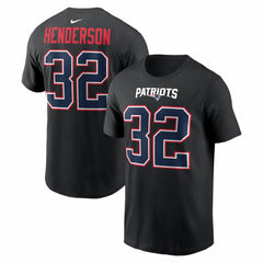 TreVeyon Henderson  Carbon Name & Number T-Shirt - New England Patriots