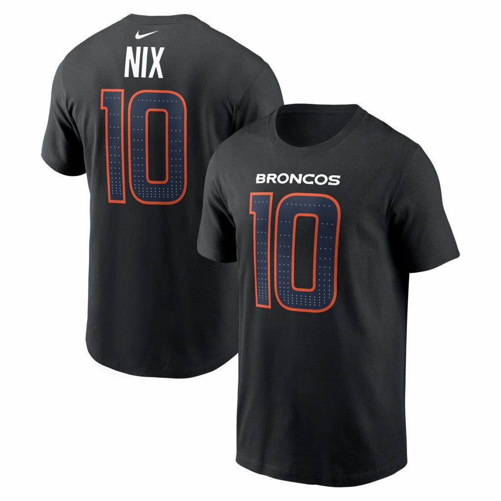 Bo Nix  Carbon Name & Number T-Shirt - Denver Broncos