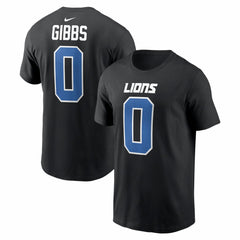 Jahmyr Gibbs  Carbon Name & Number T-Shirt - Detroit Lions
