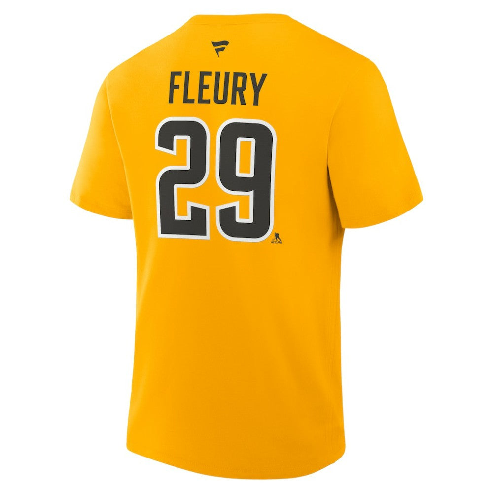 NHL Gold Marc-Andre Fleury Pittsburgh Penguins Fanatics Authentic Stack Name & Number T-Shirt