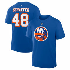NHL Royal Matthew Schaefer New York Islanders Fanatics Authentic Stack Name & Number T-Shirt