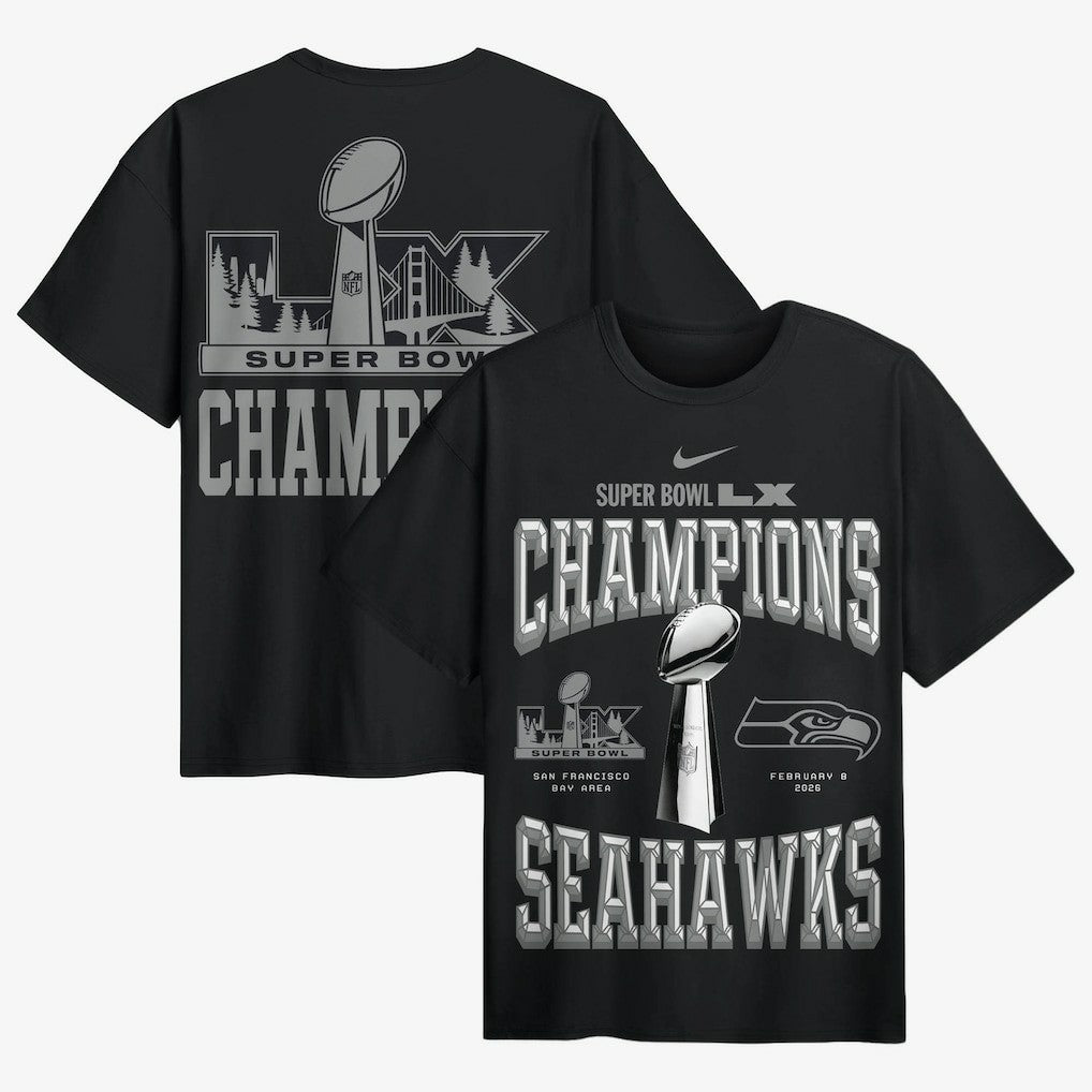 Super Bowl LX Champions Locker Room Trophy Collection Authentic T-Shirt - Seattle Seahawks
