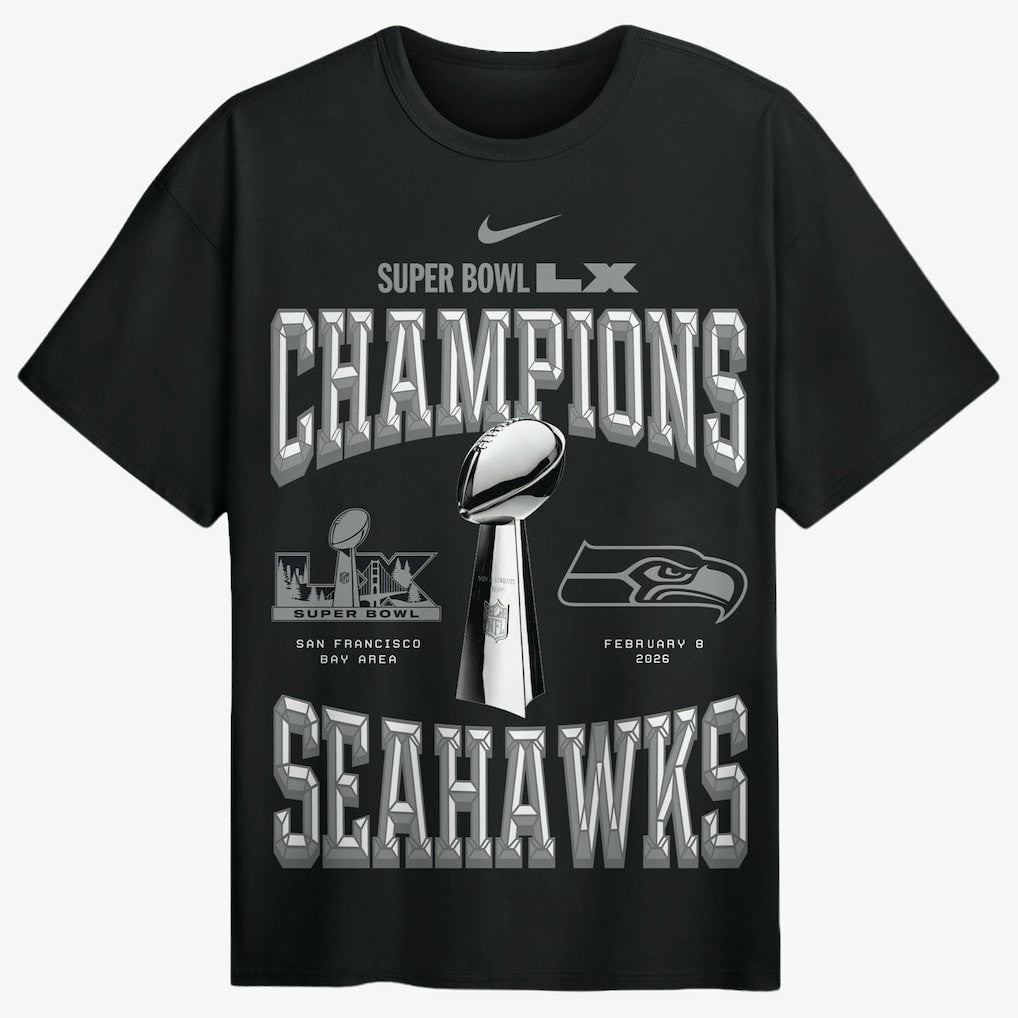 Super Bowl LX Champions Locker Room Trophy Collection Authentic T-Shirt - Seattle Seahawks