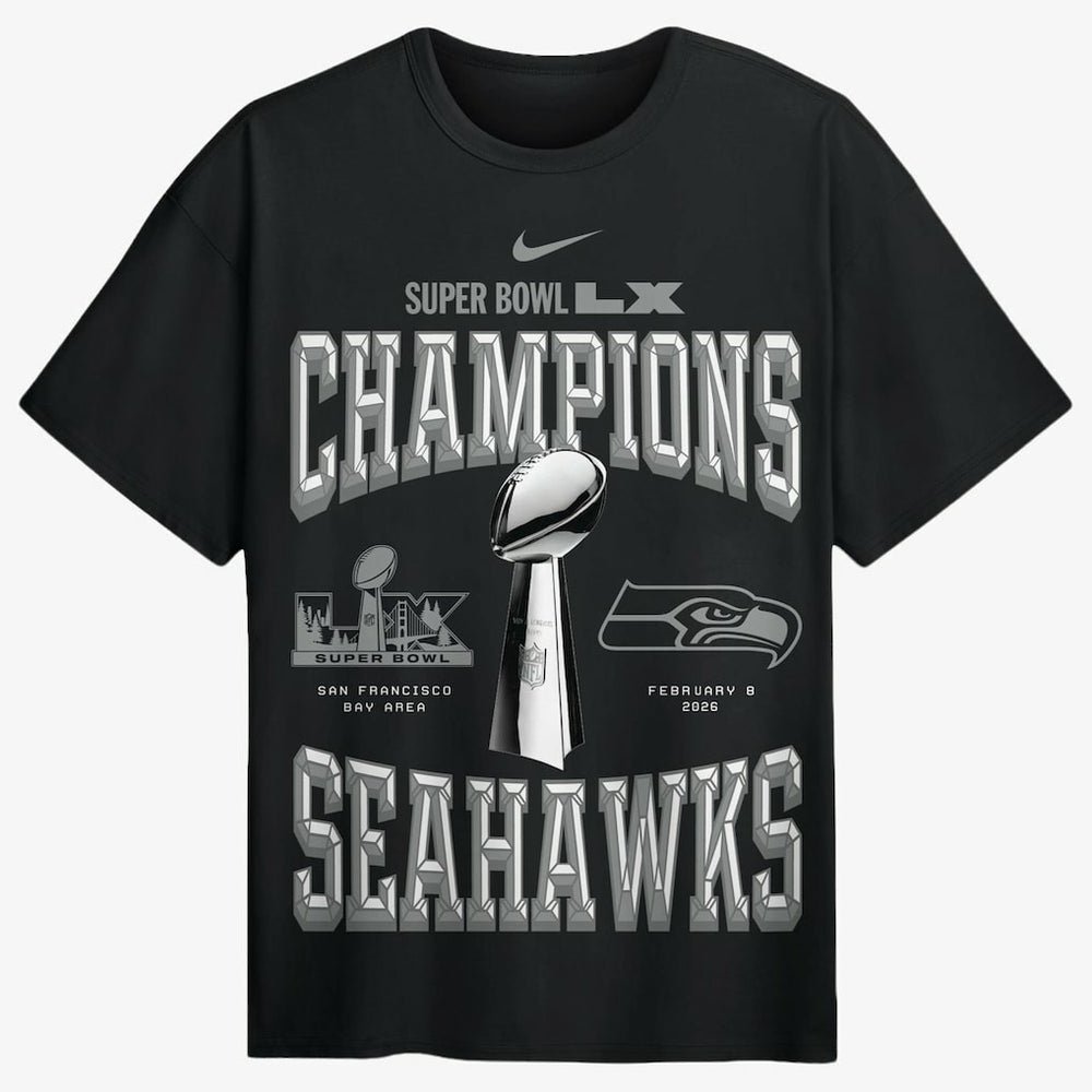 Super Bowl LX Champions Locker Room Trophy Collection Authentic T-Shirt - Seattle Seahawks