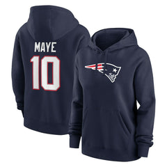Drake Maye  Women's Player Name & Number Fleece Hoodie - New England Patriots
