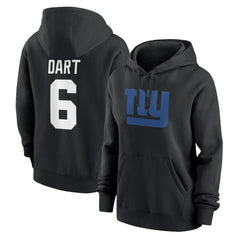 Jaxson Dart  Women's Player Name & Number Fleece Hoodie - New York Giants