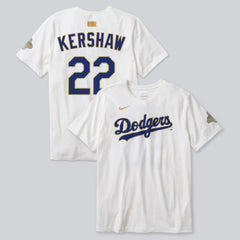 MLB Clayton Kershaw Los Angeles Dodgers Nike 2026 Gold Collection Player Name & Number T-Shirt