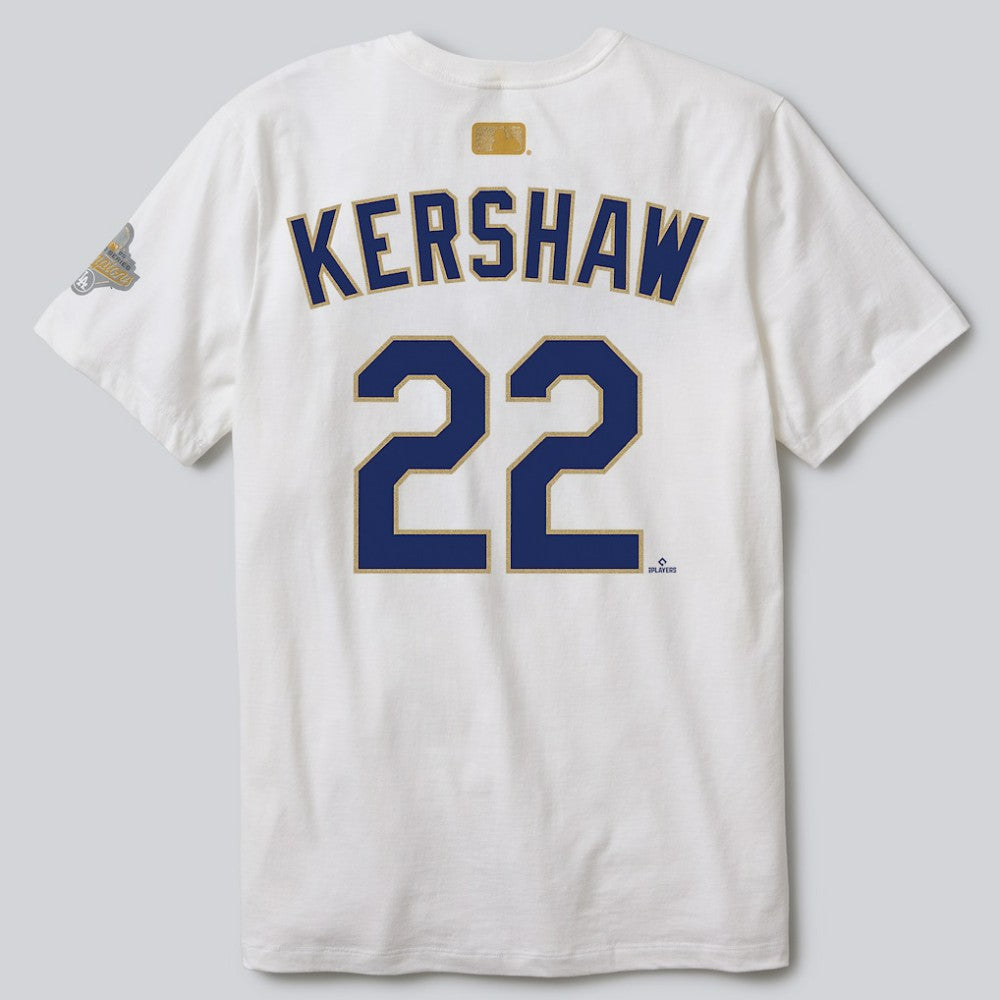 MLB Clayton Kershaw Los Angeles Dodgers Nike 2026 Gold Collection Player Name & Number T-Shirt