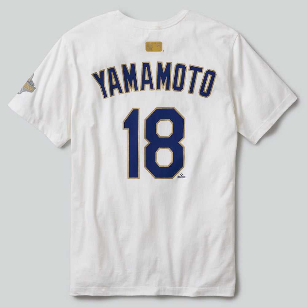 MLB Yoshinobu Yamamoto Los Angeles Dodgers Nike 2026 Gold Collection Name & Number T-Shirt