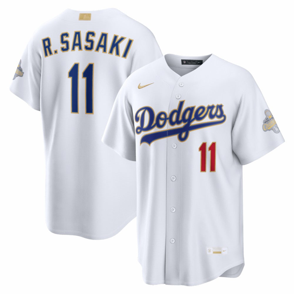 MLB Roki Sasaki Los Angeles Dodgers Nike 2026 Gold Collection Stadium Jersey