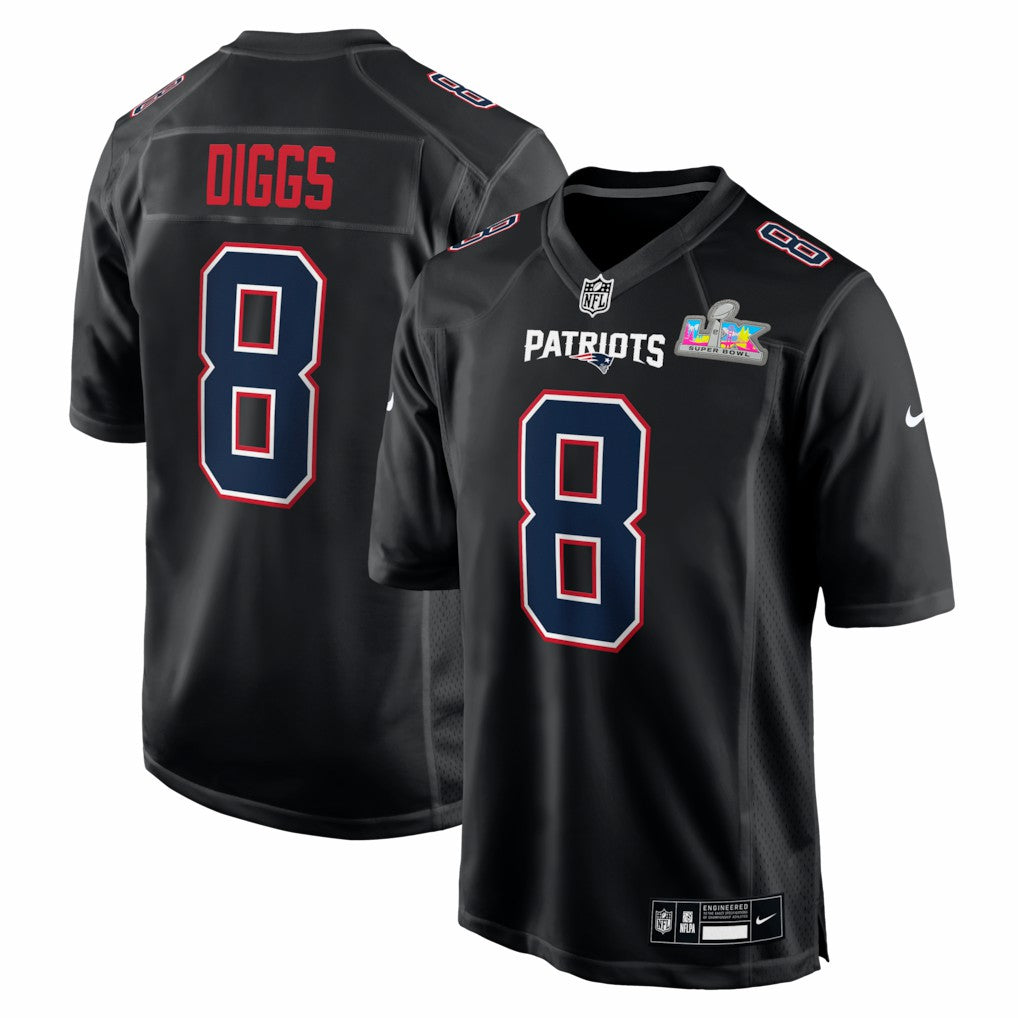 Stefon Diggs  Super Bowl LX Patch Carbon Fashion Game Jersey - New England Patriots
