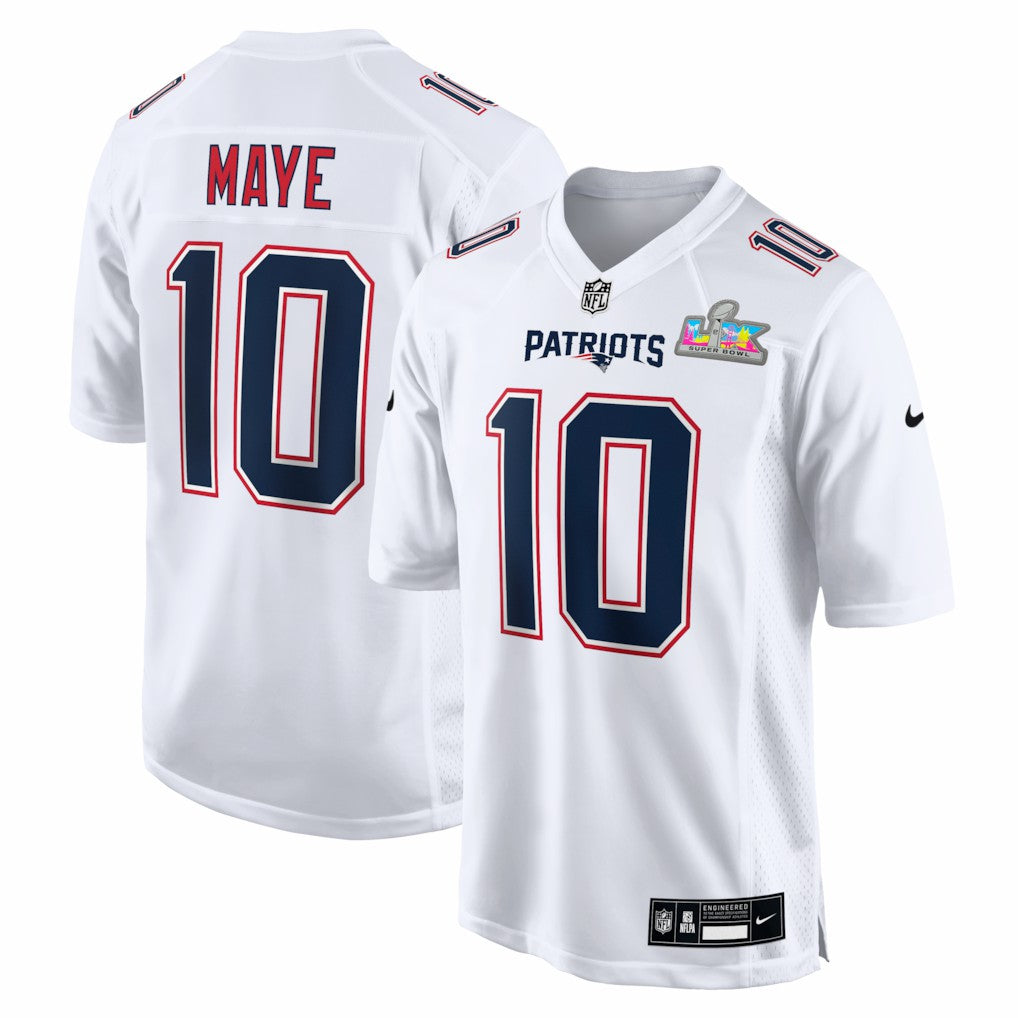Drake Maye  Super Bowl LX Patch Tundra Fashion Game Jersey - New England Patriots
