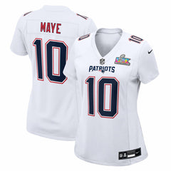 Drake Maye  Women's Super Bowl LX Patch Tundra Fashion Game Jersey - New England Patriots