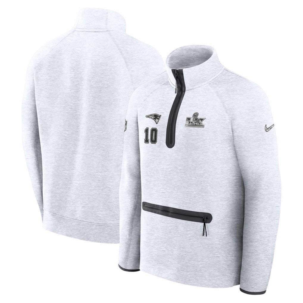 Drake Maye  Super Bowl LX Opening Night Tech Fleece Half-Zip Sweatshirt - New England Patriots
