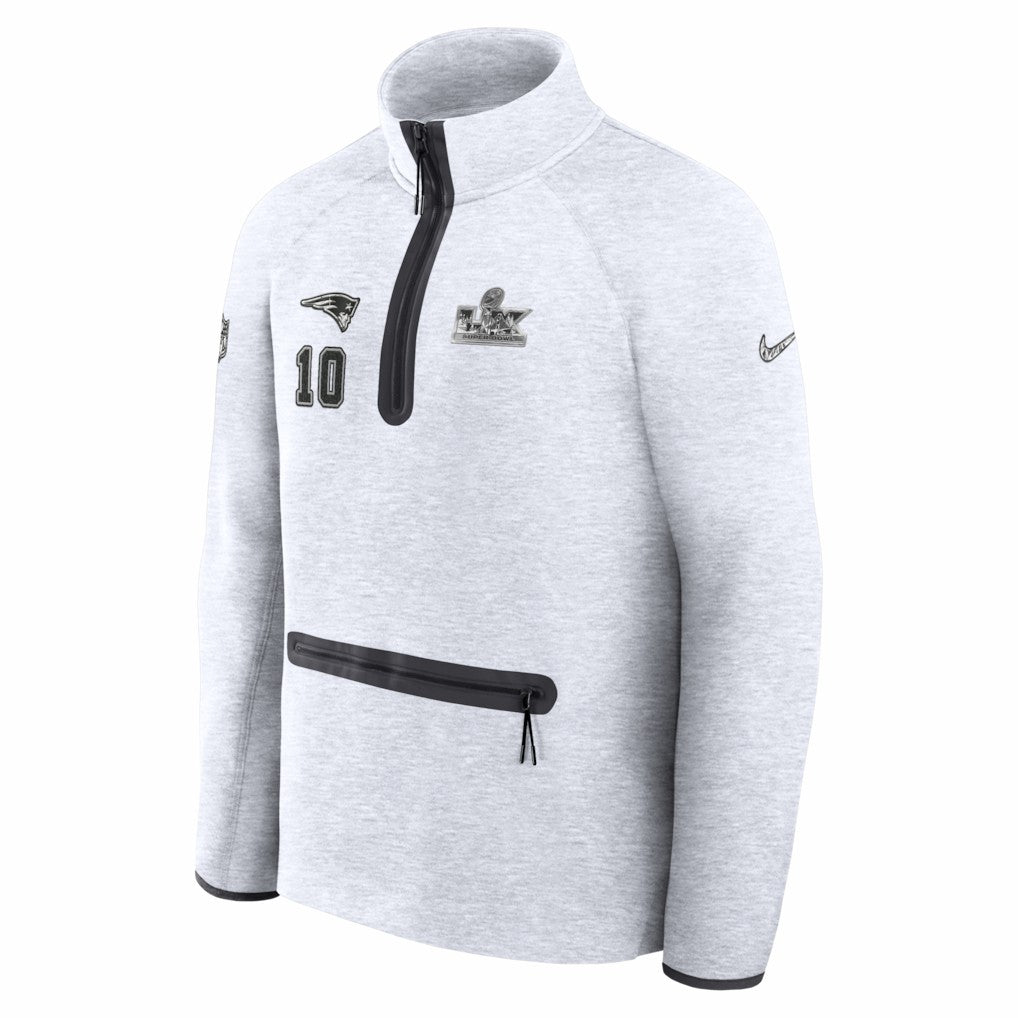 Drake Maye  Super Bowl LX Opening Night Tech Fleece Half-Zip Sweatshirt - New England Patriots