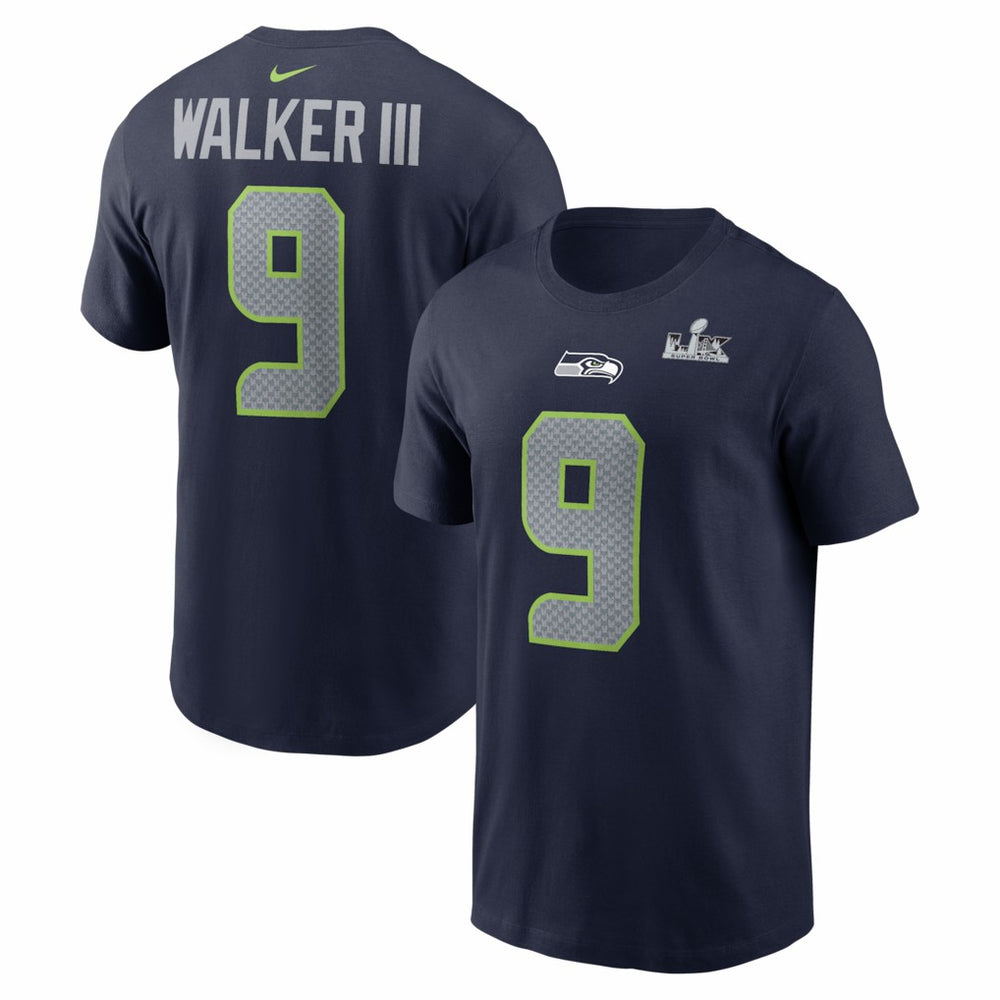 Kenneth Walker III  Super Bowl LX Patch Name & Number T-Shirt - Seattle Seahawks