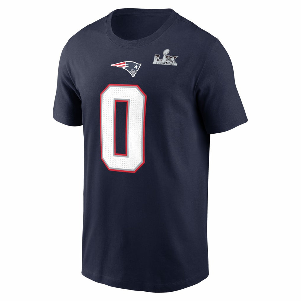 Christian Gonzalez  Super Bowl LX Patch Name & Number T-Shirt - New England Patriots