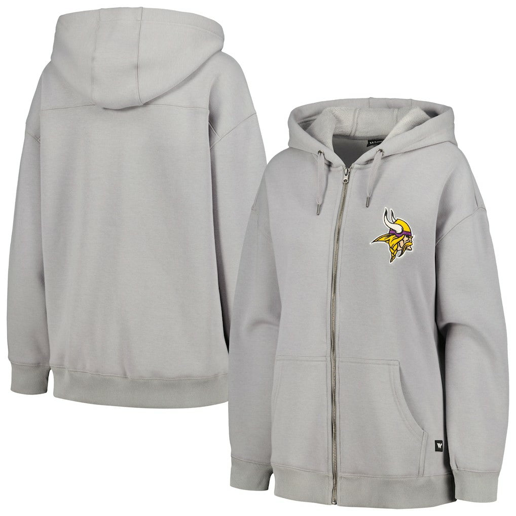 The Wild Collective Women's Faux Fur Lined Tri-Blend Full-Zip Hoodie - Minnesota Vikings