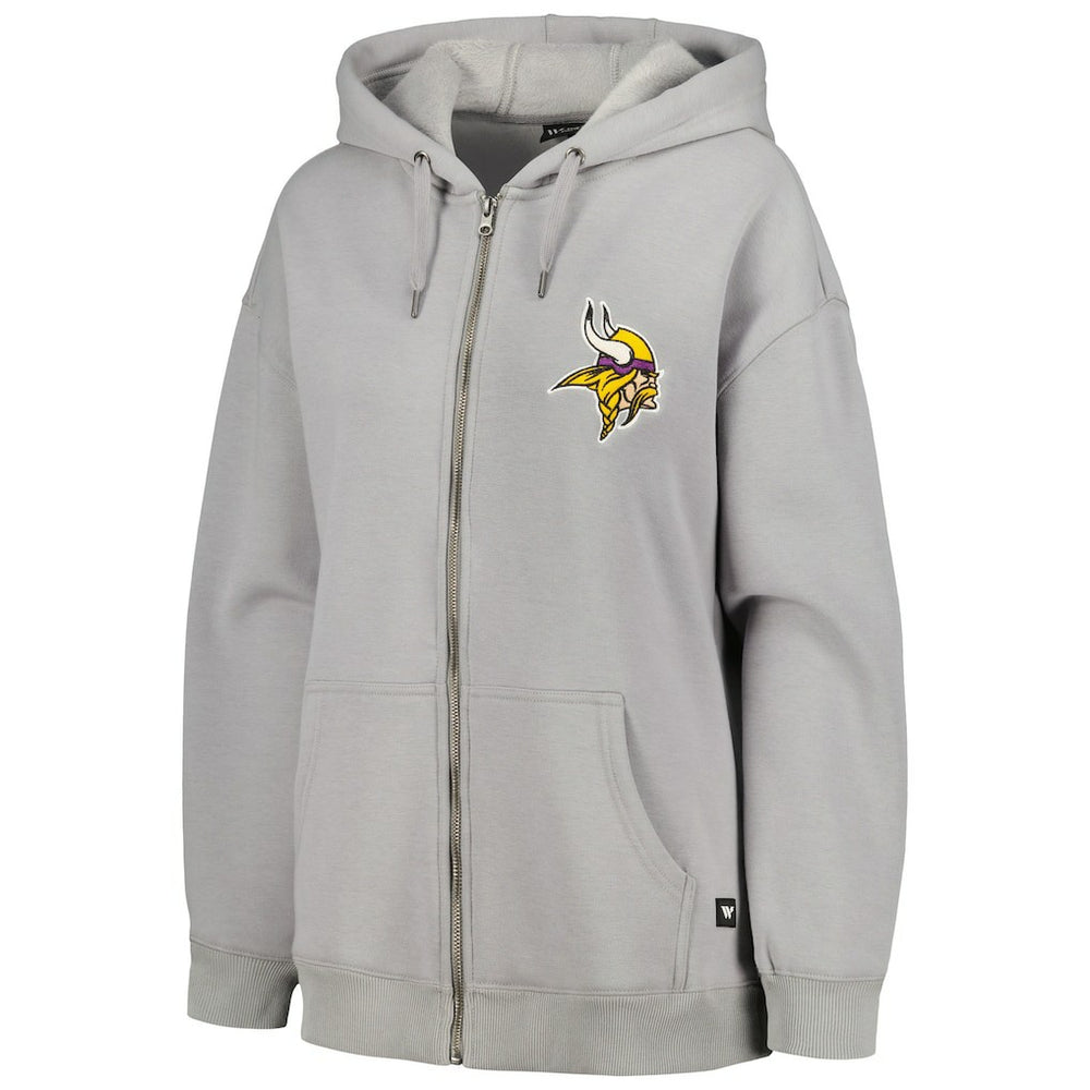 The Wild Collective Women's Faux Fur Lined Tri-Blend Full-Zip Hoodie - Minnesota Vikings