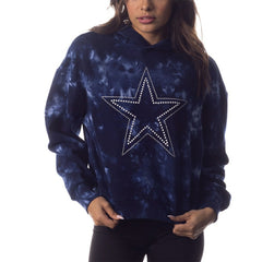 The Wild Collective Women's Tie-Dye Cropped Pullover Hoodie - Dallas Cowboys