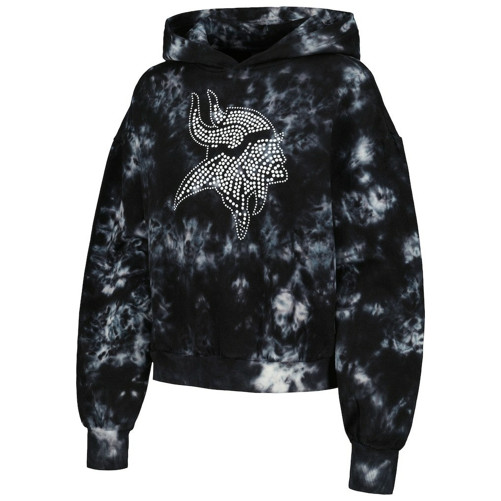 The Wild Collective Women's Tie-Dye Cropped Pullover Hoodie - Minnesota Vikings