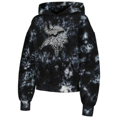 The Wild Collective Women's Tie-Dye Cropped Pullover Hoodie - Minnesota Vikings