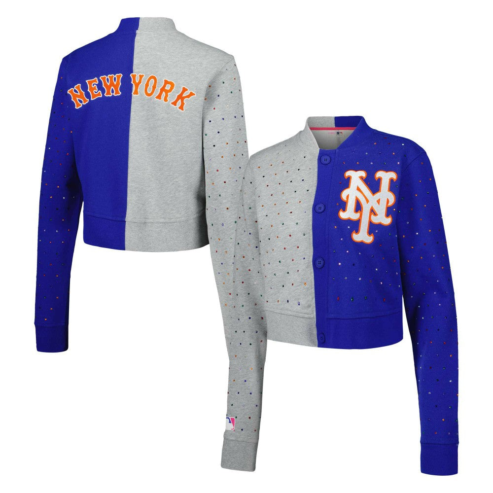 MLB New York Mets Terez Women's Cropped Button-Up Cardigan