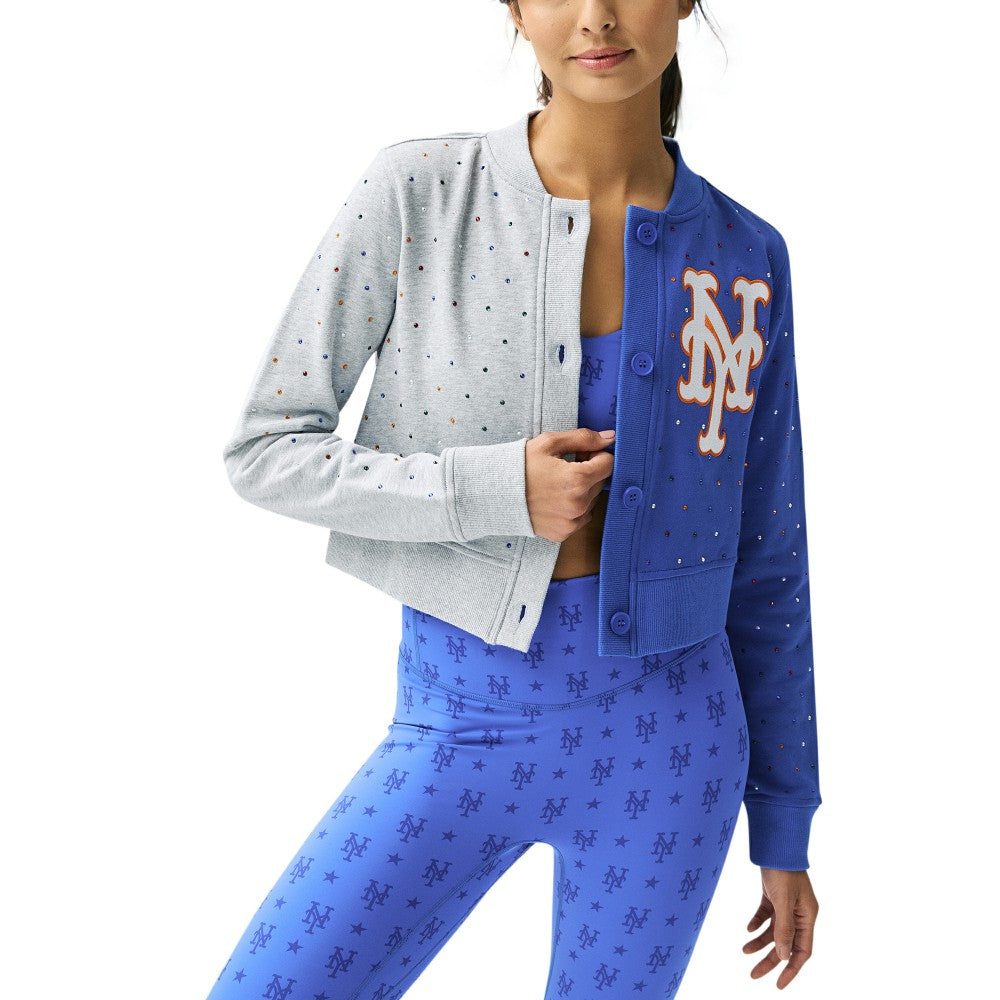 MLB New York Mets Terez Women's Cropped Button-Up Cardigan