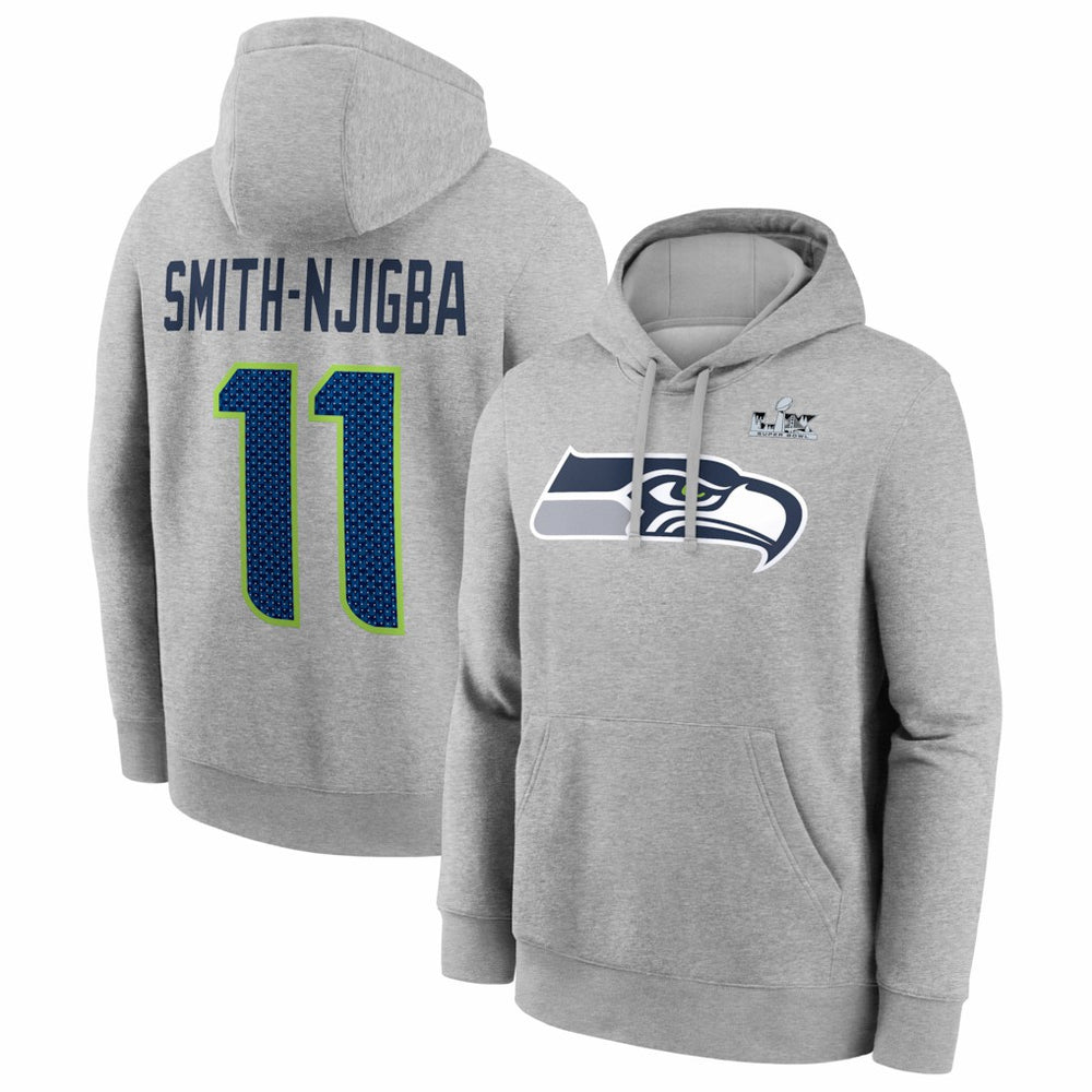 Jaxon Smith-Njigba  Super Bowl LX Patch Name & Number Hoodie - Seattle Seahawks