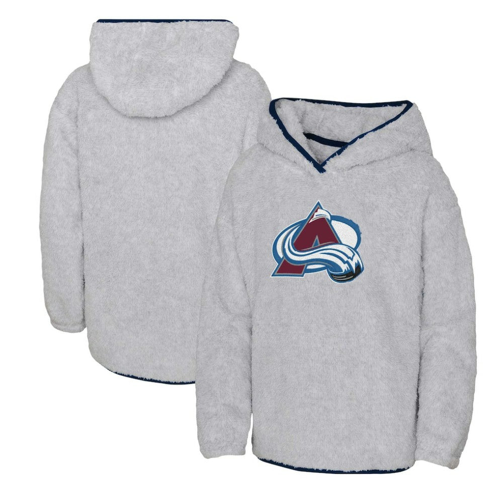 NHL Heather Gray Colorado Avalanche Girls Youth Ultimate Teddy Fleece Pullover Hoodie